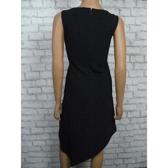 $268 Trina Turk Black Joyous Crepe Asymmetric Shift Dress Pockets Small NEW - Picture 11 of 12